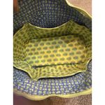 Vera Bradley Retired Tote Shoulder Bag Lime Blue Floral Quilted Pockets Zip Photo 5