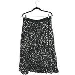 H&M Women's Black White Silky Satin Pleated Elastic Waist Midi A-Line Skirt 14 Photo 2