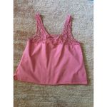Aerie  Pink Lace Trim Tank Top Women’s Size M Medium Floral Mesh Detail Photo 7
