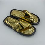 J.Crew  Toe-ring slide sandals in metallic gold leather CA053 size‎ 8 Photo 1