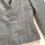 Le Suit Blazer Jacket Gray Silver Three Button Front Pleated Tailored Size 6 Photo 9