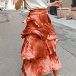 Anthropologie NWT  Maeve cassia rust tiered ruffle midi skirt Photo 0