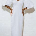 Mara Hoffman Namari Linen Puff Sleeve Midi Dress White Womens Size 2 Photo 5
