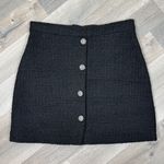 H&M Tweed A Line Skirt Rhinestone Faux Buttons Black 8 Photo 13