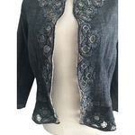 CHICOS Platinum Beaded Embellished Denim Jacket Size Chicos 1 / US Medium 8 Blue Photo 4