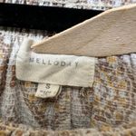 MELLODAY Peasant Top Small Brown Cream Diamond Print 3/4 Sleeve Smocked Photo 1