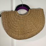 Handmade Unbranded Savanna Weave Styled Woven Bag w/ Black Trim Pom-Poms and Ribbon Photo 3