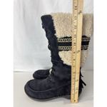 UGG  Women’s Shoreline Boots Size 9 Black Suede Shearling Fringe Lace Up 5755 Photo 11