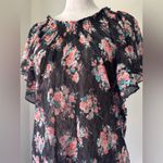 No Boundaries  Sheer Black Floral Print Blouse Photo 3