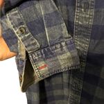 Flag and anthem blue plaid denim long sleeve button down shirt size xl Photo 2