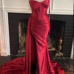 Sexy red satin corset prom dress formal dress or evening gown Size 4 Photo 0