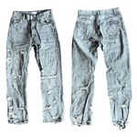ZARA  Charcoal Denim distressed grey straight leg ripped denim jeans Photo 1