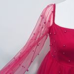 Thirty Thirty Pink Longsleeve Sheer Pearl Dress Size M Photo 5