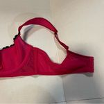 Cacique Bra Hot Pink w/ Black Lace & Bows Balconette Bra Sz 42D EUC Valentines! Photo 8