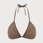 berlook Brown Crochet Halter Triangle Bikini Top and bottom 09 Size XS Photo 5