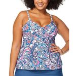 Raisin's Curve Underwire Aries Tankini Top Paisley Print Colorful 14W Photo 0