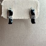 Taxco Sterling Silver 950 Black Onyx hinge Earrings Vintage Photo 2
