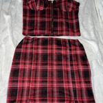Popular 21 Red Plaid Skirt Set Photo 0