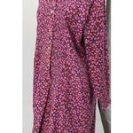 Vintage 70s Ditsy Floral Romper Shirtdress Button Down Long Sleeve Pink Purple Size 16 Photo 6