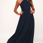 Lulus Lulu’s Air of Romance Navy Chiffon Maxi Dress Photo 0