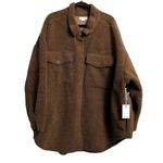 Good American Contour Faux Shearling Jacket In Sepia Shacket 7/8 (4XL/5XL) New Photo 0