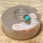 Sterling Silver Blue Turquoise Raised Circular Stone 925  Ring Photo 3