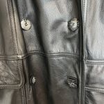 Vtg Together! 12 Trench Coat Black Leather Long Women's Double Breasted Heavy Photo 4