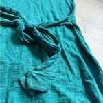 J.Crew  Short Sleeve Tie Waist Cotton Slub Tee Shirt Dress | Teal | Medium Photo 4