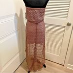Brown Lacy High Low Lace Sundress Faux Leather Belt Photo 2