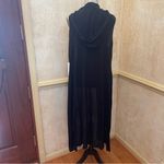 Rachel Zoe  Linen Blend Long Hooded Sleeveless Cardigan Black Semi Sheer XLarge Photo 5