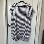 Talbots  navy blue Striped Knit shift Dress Lace Trim Casual nautical‎ Comfort 2X Photo 1