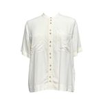 Sézane Maiana Short Sleeve Silk Shirt, Cream, FR38/US6 Photo 4