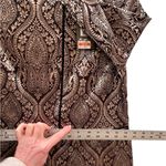 Oasis  Grey Metallic Gold Dress UK 12 Black Jacquard Shift Knee Length Stretch Photo 5