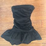 DO+BE  Ruched Strapless Black Bubble Hem Cocktail Mini Dress Size Small Photo 2