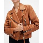 ALLSAINTS NWT Dalby Slim Fit Leather Biker Jacket Cognac Brown Size 2 Photo 0