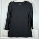 Lands' End  Black 3/4 Sleeve Boat Neck Nautical Blouse Shirt XL EUC #2439 Photo 1