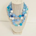 Western Germany Triple Strand Graduated Blue Faceted Bead Necklace Photo 0
