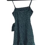 Princess Polly  Caesura Mini Dress Side Tie Ruffle Polka Dot Green White 4 Photo 1