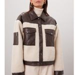 Peter Som Quilted Leather Sherpa Jacket Size Medium Photo 0