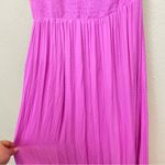 Saltwater Luxe ‎ Pink One Shoulder Satin Dotted Smocked Tiered Maxi Dress Size S Photo 4