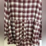 American Eagle  Plaid Peplum Flannel‎ Shirt Size Small Photo 3