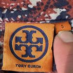 Tory Burch  S Top Stretch Low V Cut‎ Silk Blend  Easywear Navy Brown Blouse Tunic Photo 8