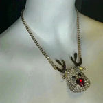 Betsey Johnson Betsy Johnson Christmas Red Nose Reindeer Pendant Gold Tone Holiday Neck… Photo 2