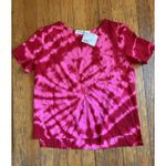 Amanda Uprichard Shirt Womens Small Pink Red Tie Dye Short Sleeve Top Polyester Photo 0