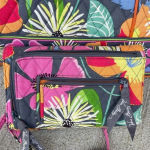 Vera Bradley Jazzy Blooms Purse Handbag Leather Handle Kiss Lock Closure Wallet Photo 11