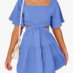 BTFBM Women Summer Dress Square Neck Short Sleeve Cutout Crossover Mini Dress Size XL Photo 2