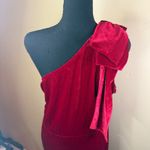 Merokeety ONE SHOULDER SLEEVELESS VELVET SLIT MAXI DRESS Holiday Red Formal XL Photo 7