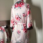 Apt. 9  Satin Pink and Red Floral Kimono Robe Photo 7