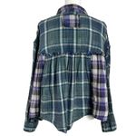 Free People Oversized Libby Plaid Flannel Top Size Small Grunge 90s Raw Edges Photo 3