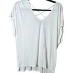 Michael Stars Tiny Rib Drapey Lace UP Back T Shirt Top - One Size Photo 0
